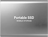 Tragbare externe Festplatte, externe Festplatte 2TB, tragbare Festplatte Solid State Drive Slim Externe Festplatte kompatibel mit PC, Laptop und Mac (2TB Silber)