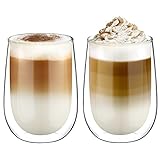 glastal 350ml Doppelwandige Latte Macchiato Gläser Set Borosilikatglas Kaffeetassen Glas 2er Set Kaffeeglas Teegläser für Cappuccino,Latte,Tee,EIS,Eistee,Iced Americano,Milch,Saft,Bier