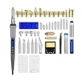 Cobeky 45-Teiliges LCD-Holzverbrennungskit Pyrographiestift-Werkzeugkit 60W mit Digitalem LLTkolben, Gravur-Bastelwerkzeugen, EU-Stecker