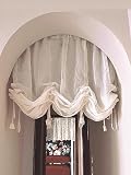Fenster Raffrollo tageslicht Raffgardine Faltvorhang Scheibengardinen Exquisite maßgeschneiderte Vorhänge für einen französischen Landhausstil(Halbtransparent mit Tunnelzug BxH 140x140cm)
