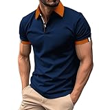 Kurzes Dessous-Top mit Reversknöpfen und Design, lässiges Temperament-T-Shirt, Kostüme, normale oder extra lange Länge, kurze Ärmel, atmungsaktiv, Business-Tops, Dunkelblau, XL