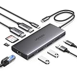 UGREEN Revodok Pro USB C Docking Station Dual HDMI 10 IN 1 USB C Hub 2 HDMI, Gigabit Ethernet, 4X USB C/USB A Ports, PD 100W Schnellladen, SD/TF Kartenleser