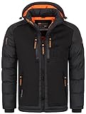 Geographical Norway Herren Winter Jacke Parka Steppjacke Kapuzenjacke Outdoorjacke Warm gesteppt FVS Production H-H, Farbe:Schwarz, Größe:4XL