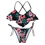 LYLY Zweiteiliger sexy Bikini-Badeanzug, Push-Up-Bikini, brasilianischer Druck, Bademode, Strandmode, Badeanzug, Biquini Badeanzug (Farbe: mehrfarbig, Größe: klein)