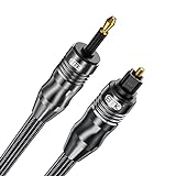 EMK Optical Audio Cable, Digital Sound Toslink zum Mini -Toslink Kabel 3.5 SPDIF Kabel-Optikkabel [nicht eins 3,5mm-Aux Kabel] Optisches Audiokabel (Gerade Mini-Toslink Schwarz, 2M)