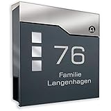 Zalafino Briefkasten mit FUNKKLINGEL ANTHRAZIT RAL 7016 mit Beschriftung - individualisierbarer Design-Briefkasten aus pulverbeschichtetem Stahl mit Zeitungsrolle und 3 S