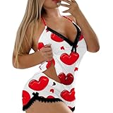 2025 ärmelloses Tank-Top, Shirt, trendige Weste, Damen, Valentinstag, sexy, bedruckt, ärmelloses Träger-Top-Shorts-Set, zweiteiliges Set, Frühlingsweste für Frauen 2025, hot pink, XXL