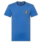Star Trek - Herren T-Shirt - Uniform von Spock, Scotty, Captain Kirk - Offizielles Merchandise - Geschenk - Blau - XL