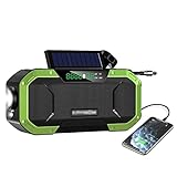 Wetterradio, tragbares solarbetriebenes Handkurbel-wasserdichtes Radio Bluetooth AM/FM mit LED-Taschenlampe Wiederaufladbares wasserdichtes SOS-Alarm-Notfallradio