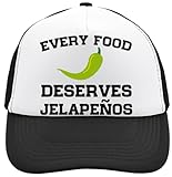 Functon+ Every Food Deserves Jelapenos Mesh Back Trucker Cap Adjustable Snapback Hat Casual Headwear for Everyday Use Black, Schwarz , Einheitsgröße