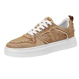 Low Top SchnüRung Sneaker Herren Flache Turnschuhe Modische Canvas Schuhe rutschfeste Walkingschuhe Leichte Atmungsaktive Sportschuhe Fashion Skateboardschuhe Einfarbig F