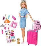 Barbie Travel Puppe (blond) und Zubehör