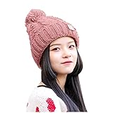 LOIJMK Outdoor Woolen Kat Ear All- gestrickter Warmer Hut Fünf-Sterne-Radsportschutz-Baseballmützen Lustige Hüte (Pink, One Size)