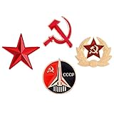 SOIMISS Sowjetische Russisch Brosche CCCP Roter Stern Sichel Hammer Emblem Militärische Brustnadel Brosche Pins Anstecknadeln Kommunismus Abzeichen Patriotischen Pin Schmuck 4 Stück (Mischfarbe)