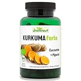 dreikraut - Kurkuma Forte Bio, Curcumin 95% + Kurkuma + Piperin, 160 vegane Kapseln, Deutsche Herstellung, frei von Zusätzen