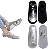 RSYHVG 2 Paar rutschfeste Yoga-Socken für Damen, Pilates-Griffsocken, Yoga-Socken für Frauen mit Griffen, rutschfeste Fünf-Zehensocken für Pilates, Barre, Ballett, Tanz, Workout, Fitness (schwarz +