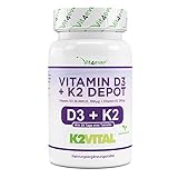 Vitamin D3 20.000 I.E + Vitamin K2 200 mcg Menaquinon MK7 Depot - 180 Tabletten - 99,7+% All-Trans - Laborgeprüft - Vegetarisch - Hochdosiert - Premium Qualität