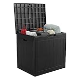 MAIUSCOLI Deck-Box – Aufbewahrungsbox für Terrasse, Pool und Garten, wasserdichtes und UV-beständiges Harz, abschließbar (schwarz und weiß)