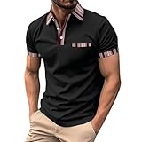 SOOUICKER Poloshirt Herren Kurzarm Muster Poloshirts für Herren Slim Fit Tshirt Herren mit Kragen Elegant Poloshirt Herren Arbeit Gestreift Poloshirt Herren mit Aufdruck M