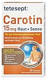 tetesept Carotin 15 mg Haut + Sonne – Haut Vitamine für die Schönheit gebräunter Haut – Nahrungsergänzungsmittel mit β-Carotin und Antioxidantien – 1 x 30 Tabletten