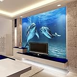 3D Delphin Ozean Tapete Wandbild Cartoon Wohnzimmer Sofa Nachttisch Esszimmer Kinderzimmer TV Hintergrund Wand Schlafzimmer-1