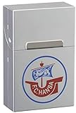 F.C. Hansa Rostock Alu Box Silber, Zigarettenbox Logo, Zigarettenetui, Etui - Plus Lesezeichen Wir lieben Fußball