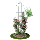 TTL Garden Obelisk Rankhilfe XL 195x40cm grün - Rosen Rankgitter Metall rostfrei für Kletterpflanzen Rosen Clematis - pulverbeschichteter Stahl 195 cm hoch 40cm Ø Rankobelisk für Tomaten Gurk