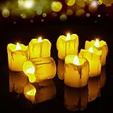 LED Kerzen, Qxmcov 12er Satz Flammenlose LED Teelichter LED Tee Lichter Batteriebetriebener mit Timer-Funktion, echte Flammeneffekt für Weihnachten, Ostern, Hochzeit, Party,Geburtstags