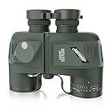 Aomekie Fernglas mit Entfernungsmesser Nachtsicht Kompass 10X50 Ferngläser Feldstecher Wasserdicht BAK4 FMC mit Tasche und Gurt