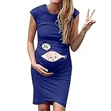 Yinguo Spaghetti-Kleid Sommer Frauen Umstandsmode Ärmellos Rundhals Cartoon Muster Tank Kleid Schwangerschaft Freizeitkleid Unterwäsche für, dunkelblau, Small