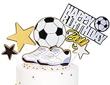 Geburtstag Tortendeko 6 Stück Set，Cake Topper, Geburtstagstorte Dekoration für Jungen, Fußball Kreatives Design Kuchendeko（Happy Birthday）