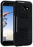 ONEFLOW Tank Case kompatibel mit Samsung Galaxy A3 (2017) - Hülle Outdoor stoßfest, Handyhülle mit Ständer, Kamera- und Bildschirmschutz, Handy Hardcase Panzerhülle, Obsidian - Schwarz