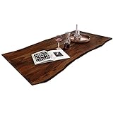 SAM Tischplatte 200x100 cm, Quarto, Akazie, nussbaumfarben, stilvolle Baumkanten-Platte, Unikat