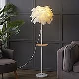 HXDZ Feder-Stehleuchte, stehende Stehleuchte mit kleinem Couchtisch-Stecker in stehender Lampe, für Schlafzimmer Esszimmer Wohnzimmer Küche White-A