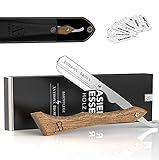 Anthony Brown® Rasiermesser Holz in Schwarz oder Silber - einzigartiger Klingenkopf für mehr Präzision - mit Wechselklingen und Etui - Rasiermesser Set