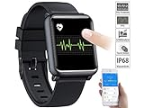 Newgen Medicals Armbanduhr mit EKG: Fitness-Uhr mit EKG- & Blutdruckanzeige, Bluetooth, Touchdisplay, IP68 (Fitnessuhr mit EKG)