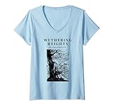 Damen Wuthering Heights von Emily Bronte Vintage Buchcover T-Shirt mit V-Ausschnitt