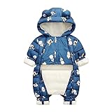 Lomhmn Weste 140 Baby-Schneeanzug für Jungen und Mädchen, universeller Winter-Thermo-Overall, Overall mit Reißverschluss und Knopf (Blue, 9-12 Months)