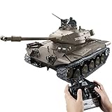 GXZZ Henglong 2.4GHz RC Panzer Ferngesteuert US M41 Leichter Panzer, 1/16 Panzer Militär Spielzeug mit Schussfunktion, Sound und Lichteffekten - Metall Upgrade Version