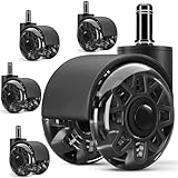 SaiXuan 5PCS Schreibtischstuhl Rollen, 11 x 22 mm, 360° Drehbar, Leise und Ohne Kratzer, für Bürostühle auf Hartböden, Parkett, Teppichen und Laminat, Kein Bodenschutz E