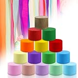 15 Rolls Krepppapier Bunt, Krepppapier Pastell, 4.5CMx25M Krepppapier Wasserfest, Party Bunt Kreppbänder, Kreppband Bunt für die Hochzeitsdekoration Geburtstagsfeier Weihnachtsdek