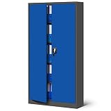 Jan Nowak Metallschrank Jan 185 x 90 x 40 cm - Metall Aktenschrank Abschließbar mit 2 Türen, Mehrzweckschrank mit 5 Ebenen, Büroschrank aus Stahlschrank mit Pulverbeschichtung - Anthrazit-B