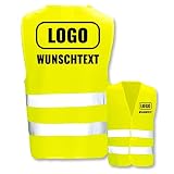 PixiPrints.com Personalisierte Warnweste nach ISO 471 für Privat und Gewerbe * eigenes Logo Name Bild * Klasse 2/2 Sicherheitsweste, Farbe Warnweste:Gelb