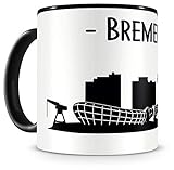 Samunshi® Bremerhaven Skyline Tasse Kaffeetasse Teetasse H:95mm/D:82mm schwarz