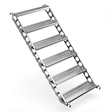Scafom-rux Bautreppe - [1 Meter Höhe] Außentreppe - Raumspartreppe - stabile Metalltreppen für außen - Treppenwangen stahl verzinkt - Aufstiegshilfe & Podesttreppe für Treppen Bausatz