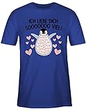 Valentinstag Partner Präsente - Ich Liebe Dich Soooo viel! mit Pinguin - M - Royalblau - wir haben Dich lieb Tshirt - L190 - Tshirt Herren und Männer T-Shirts