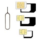 Nano SIM und Micro SIM Karten Adapter Set für Smartphone, Handy und Tablet: 4 in 1 Komplett Set, Mini Set mit Klicksicherung, 100% passgenau, Nano zu Micro, Nano zu Standard, Mikro zu Standard
