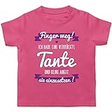 Sprüche Baby - Ich Habe eine verrückte Tante Lila - 18/24 Monate - Pink - sprüche Tante - BZ02 - Baby T-Shirt Kurzarm
