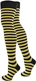 normani Top modische Damen Overknees in verschiedenen Designs/Baumwolle mit Elasthan Auswahl Farbe Schwarz/Gelb/Schmal Größe OneSize