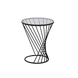 luckxuan Couchtisch Runder Esstisch aus Metall Beistelltisch Kreativer Kleiner Couchtisch Rundes Spiralförmiges Design for Arbeitsplatte aus gehärtetem Glas Kaffeetisch Beistelltisch